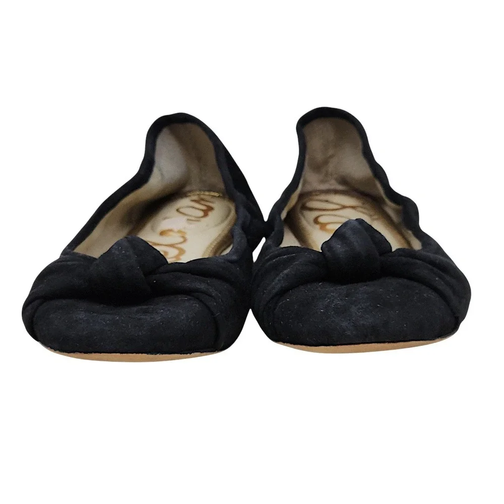 Sam Edelman Ballet Flat 10 Women Felicia Black Suede Knot Slip On Classic Chic